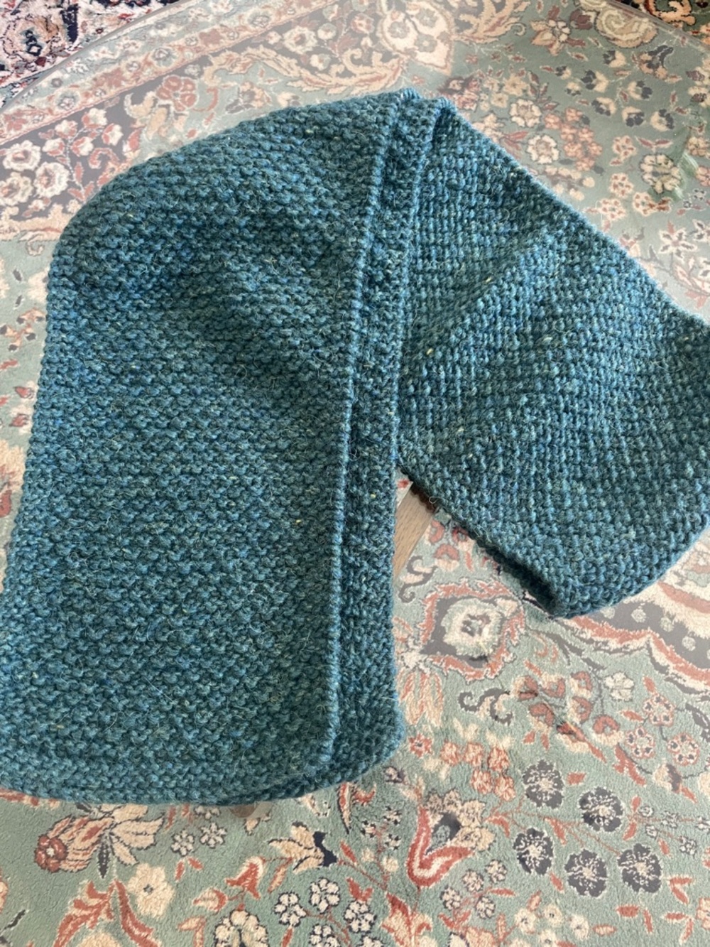Handknit Textured Teal Scarf